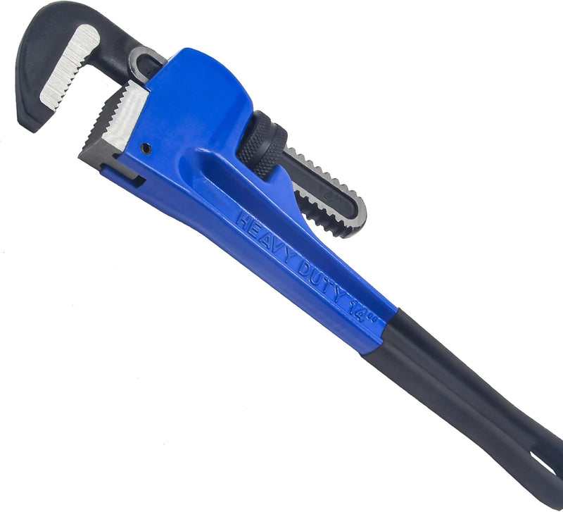 HFS(R) 4 Pack Heavy Duty Pipe Wrench Set, Adjustable 8" 10" 12" 14" Soft Grip Plumbing Wrench Set
