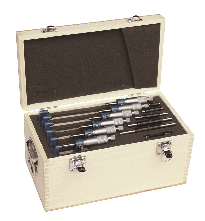 0-6" x 0.0001" 6Pcs Premium Outside Micrometer Set Metal Frame Carbide Tip