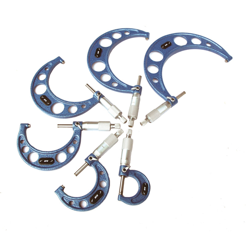 0-6" x 0.0001" 6Pcs Premium Outside Micrometer Set Metal Frame Carbide Tip