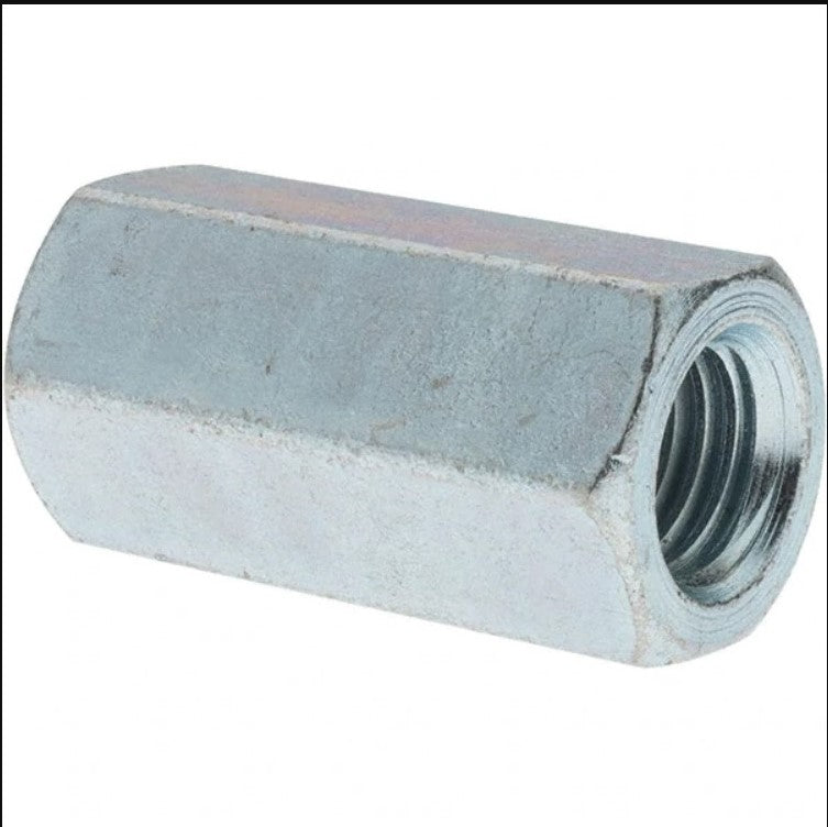 Hex Coupling Nut, Zinc Plated Steel, 1/2 in x 1.75 in