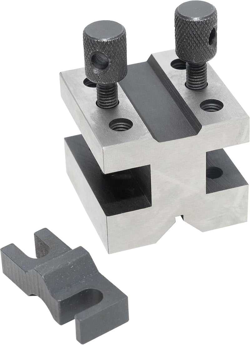 HFS(R) V Blocks with Clamp Set 1-3/8 x 1-3/8 x 1-3/16 Hardened Steel 90 Degree Angle Accuracy V Block Set Multi-Purpose Gauge Machinist Tool
