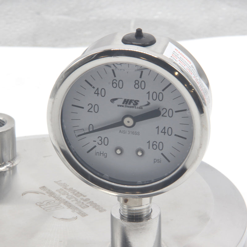 HFS -30 HG-160 PSI, 2.5" Diameter Vacuum Air Pressure Gauge (316 Stainless Steel) Bottom Mount Oil filled