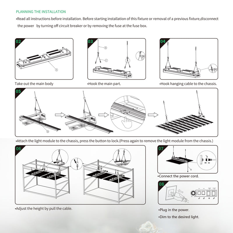 LED Grow Light IR Full Spectrum Panel 980W ; 10 Light Bar