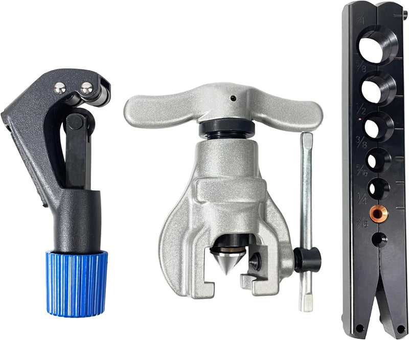 HFS Eccentric Flaring Tool Kit 45°Eccentric Tube Flaring Tool with Tube Cutter HVAC Refrigeration 7 Dies