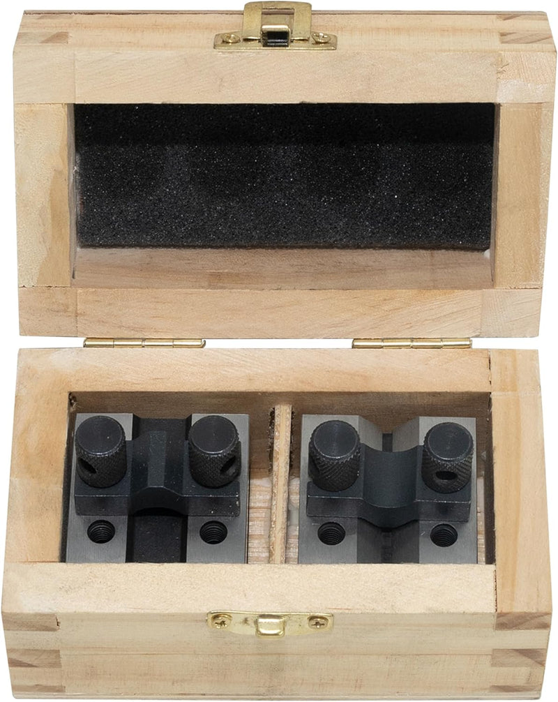 HFS(R) V Blocks with Clamp Set 1-3/8 x 1-3/8 x 1-3/16 Hardened Steel 90 Degree Angle Accuracy V Block Set Multi-Purpose Gauge Machinist Tool