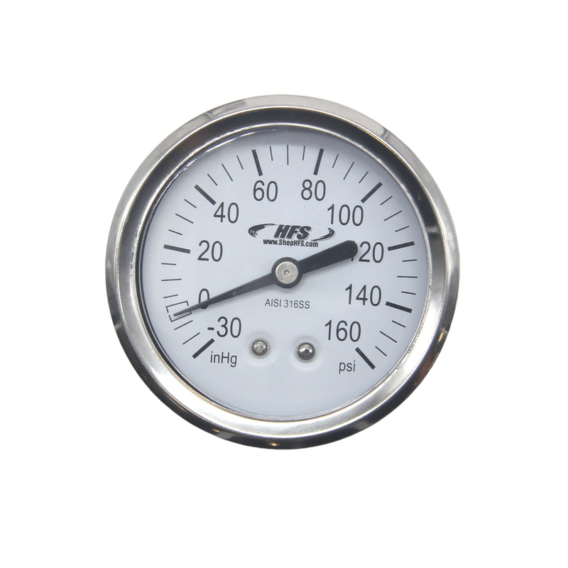 HFS -30 HG-160 PSI, 2.5" Diameter Vacuum Air Pressure Gauge (316 Stainless Steel) Back Mount