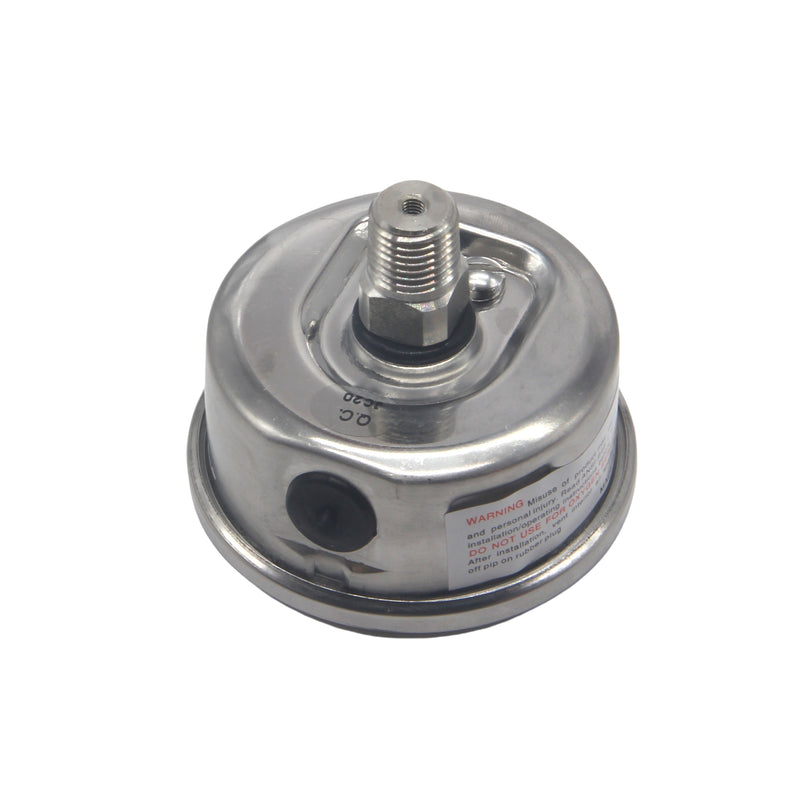 HFS -30 HG-160 PSI, 2.5" Diameter Vacuum Air Pressure Gauge (316 Stainless Steel) Back Mount