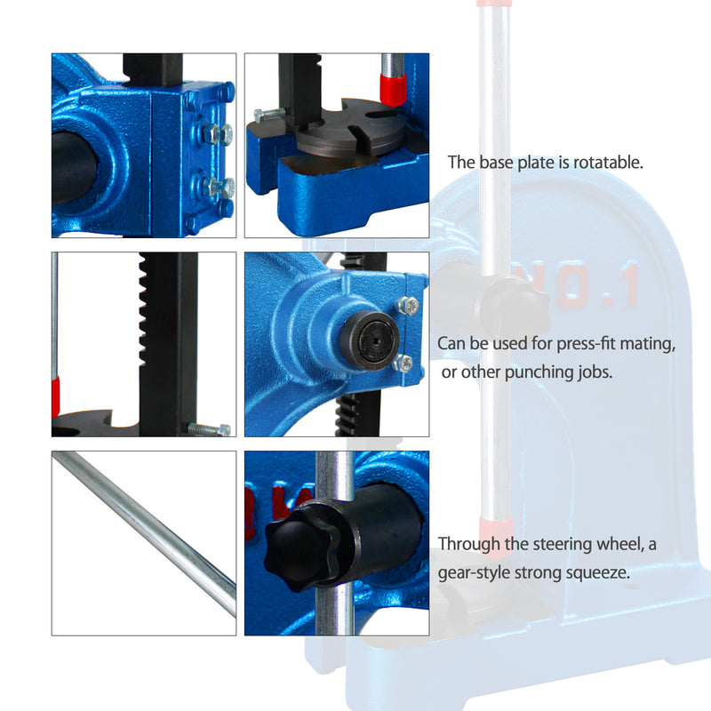 HFS(R) Manual Desktop Heavy Duty Arbor Press 1 Ton Cast Iron, Riveting Punching Holes