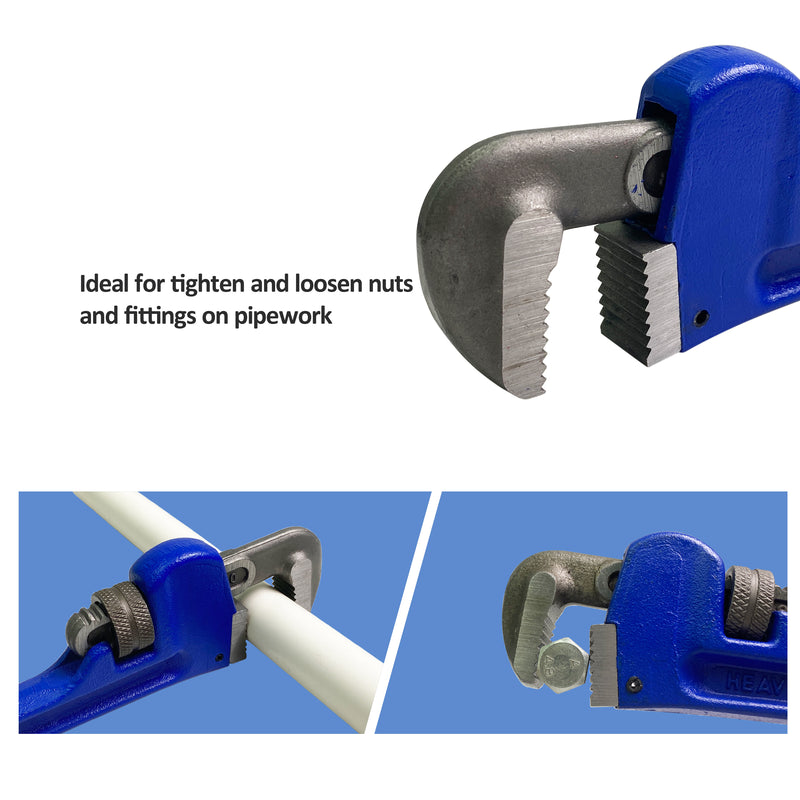 HFS(R) 4 Pack Heavy Duty Pipe Wrench Set, Adjustable 8" 10" 12" 14" Soft Grip Plumbing Wrench Set