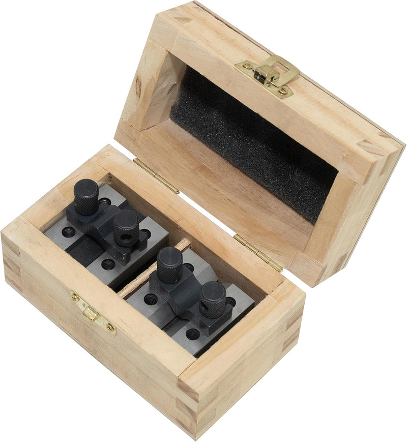 HFS(R) V Blocks with Clamp Set 1-3/8 x 1-3/8 x 1-3/16 Hardened Steel 90 Degree Angle Accuracy V Block Set Multi-Purpose Gauge Machinist Tool