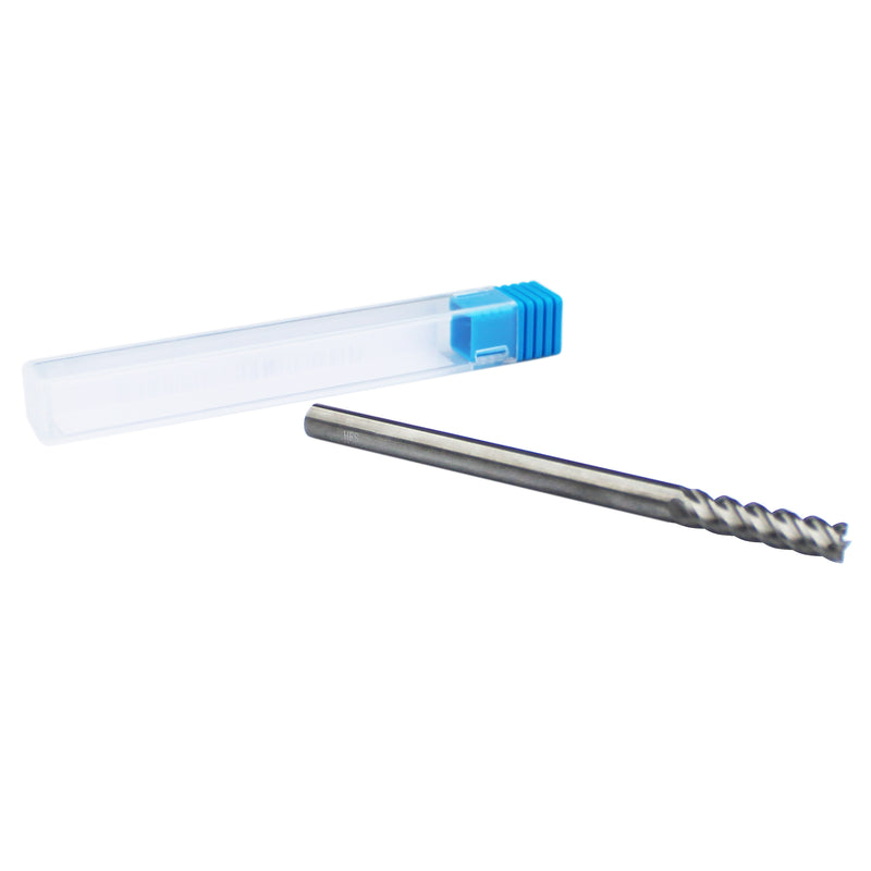 Solid Carbide End Mill, 4 Flute, 1/4" Shank, 1" Cut Length, 4" Length, 1/4"D