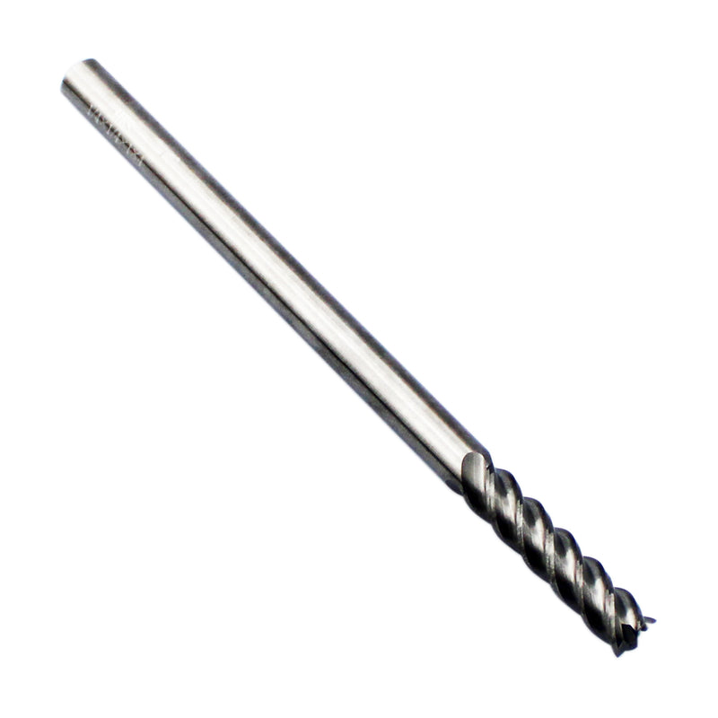Solid Carbide End Mill, 4 Flute, 1/4" Shank, 1" Cut Length, 4" Length, 1/4"D
