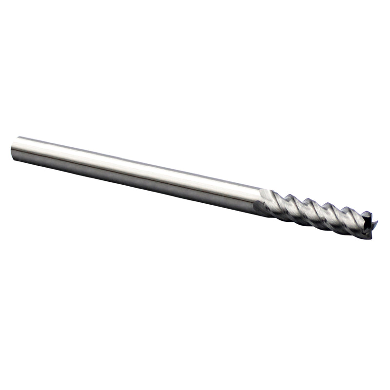 Solid Carbide End Mill, 4 Flute, 1/4" Shank, 1" Cut Length, 4" Length, 1/4"D