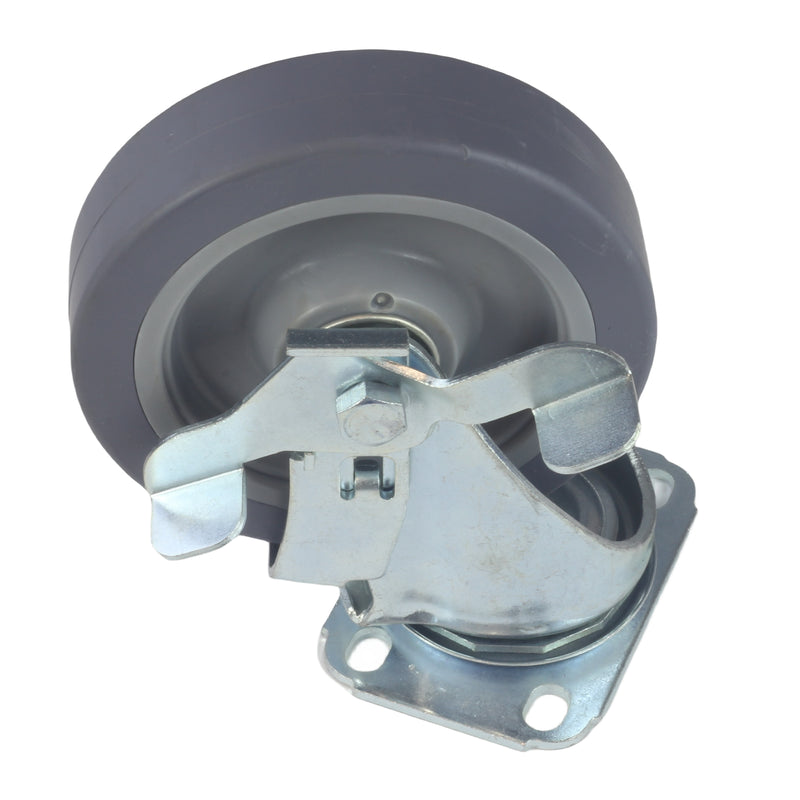 Caster 5" x 1-1/4" Plate Swivel with Brake Polypropylene Hub Wheel