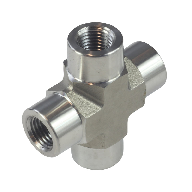 NPT Female Thread Pipe Fitting 4 Way Cross Stainless Steel 304