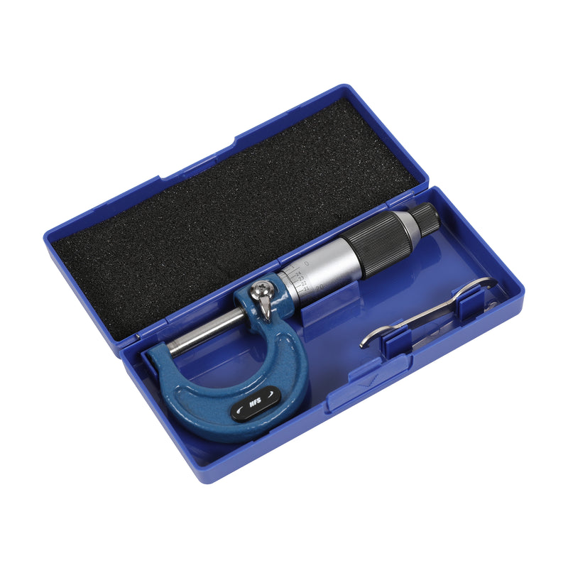 0-1" Range .0001" Graduation Solid Metal Frame Outside Micrometer Plastic Case