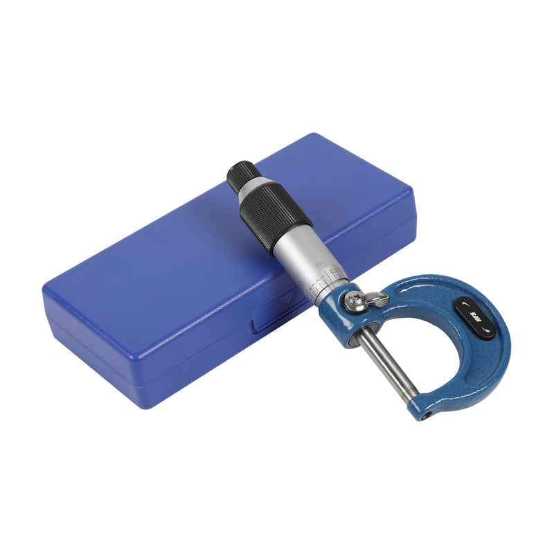 0-1" Range .0001" Graduation Solid Metal Frame Outside Micrometer Plastic Case