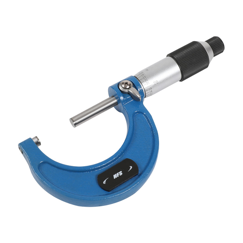 1-2" Range .0001" Graduation Solid Metal Frame Outside Micrometer Plastic Case
