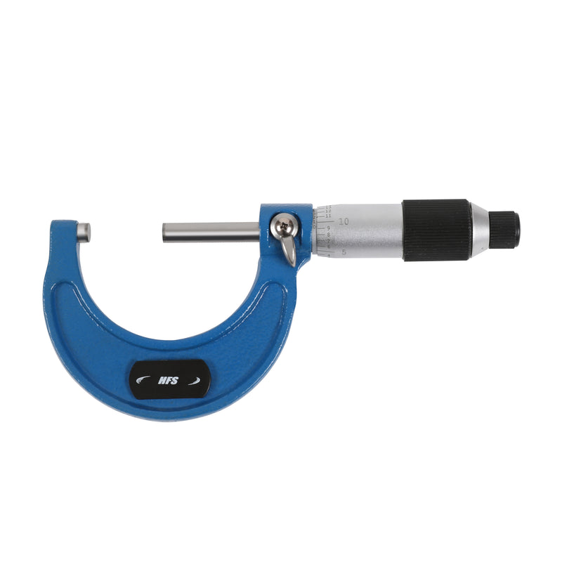 1-2" Range .0001" Graduation Solid Metal Frame Outside Micrometer Plastic Case