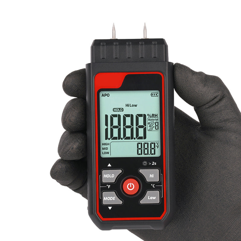 Pin-Type Wood Moisture Meter - 7 Calibration Scales, Backlit LCD Display, Handheld Digital Moisture Tester