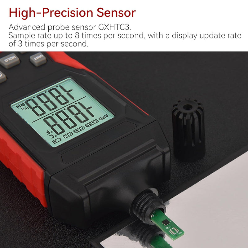 Temperature & Humidity Meter Detector Digital Hygrometer Handheld Industrial Home Indoor - Ambient, Relative Humidity, LCD Backlight, Min/Max Hold