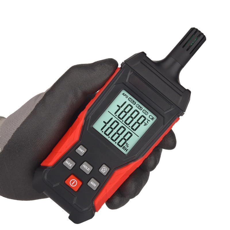 Temperature & Humidity Meter Detector Digital Hygrometer Handheld Industrial Home Indoor - Ambient, Relative Humidity, LCD Backlight, Min/Max Hold