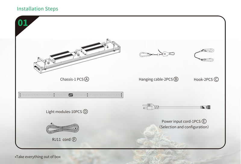 LED Grow Light IR Full Spectrum Panel 980W ; 10 Light Bar