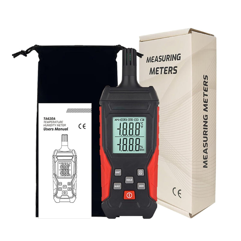 Temperature & Humidity Meter Detector Digital Hygrometer Handheld Industrial Home Indoor - Ambient, Relative Humidity, LCD Backlight, Min/Max Hold