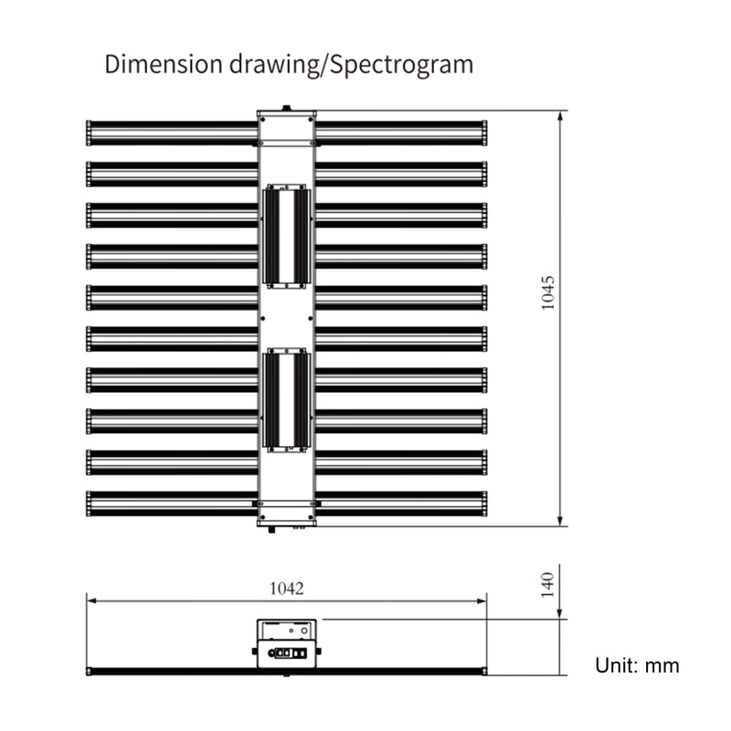 LED Grow Light IR Full Spectrum Panel 980W ; 10 Light Bar