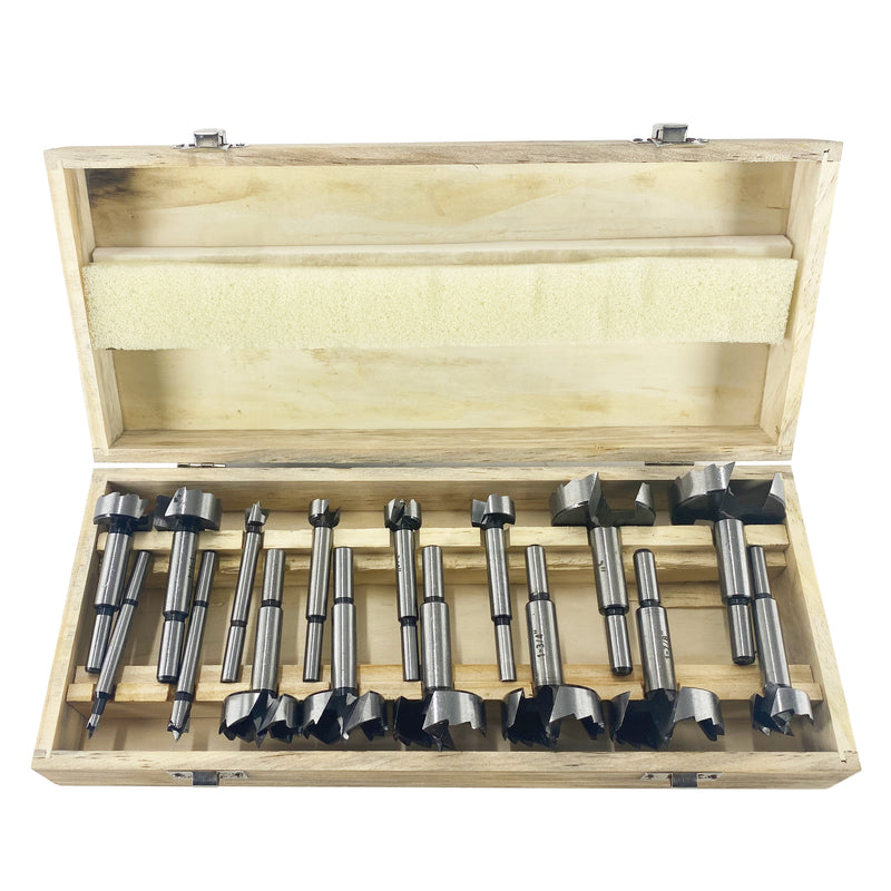 16PC Precision Shear Serrated Edge Forstner Drill Bit Set 1/4 -2-1/8