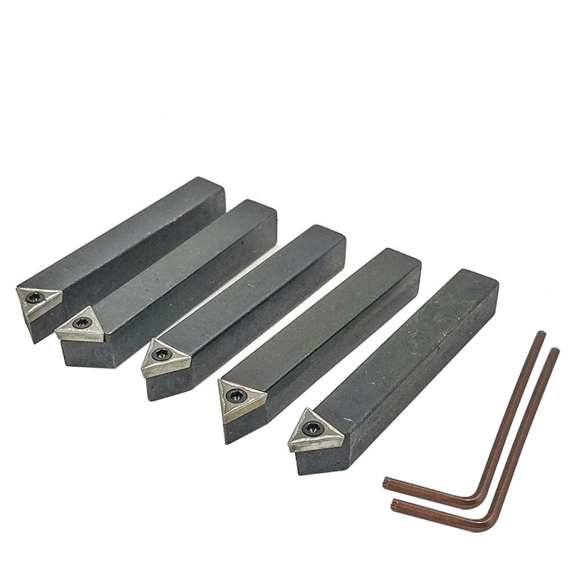 5 Piece 1/4" Mini Lathe Indexable Carbide Inset Tool Bit Set
