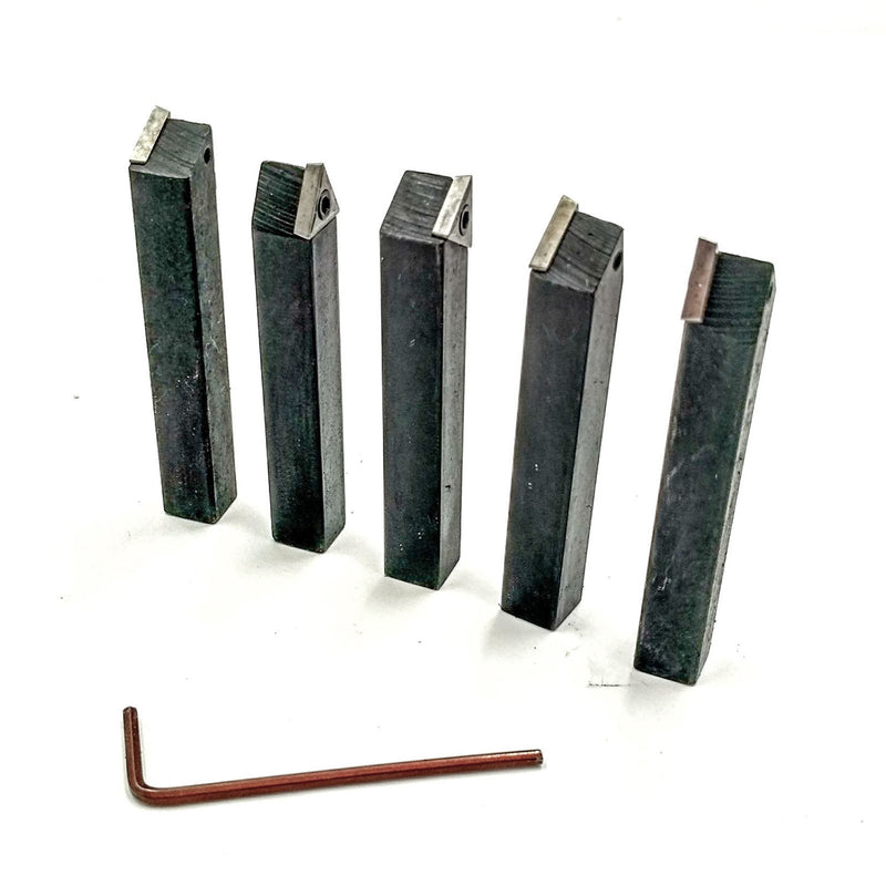 5 Piece 1/4" Mini Lathe Indexable Carbide Inset Tool Bit Set