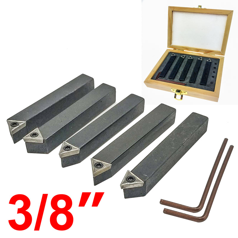 5 Piece 3/8" Mini Lathe Indexable Carbide Insert Tool Bit Set