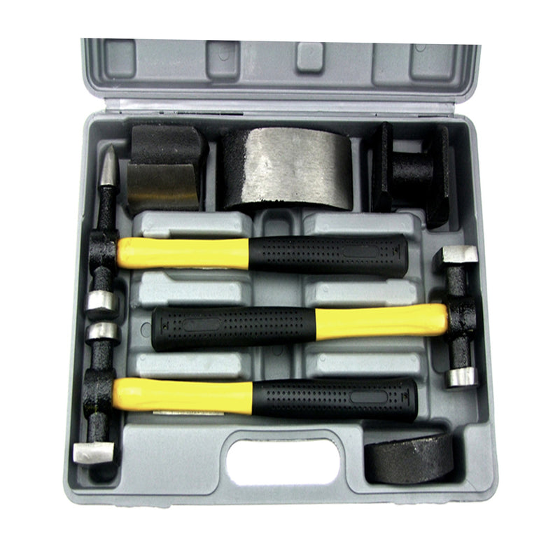 7 Pc Auto Body Fender Repair Tool Hammer & Dolly Set