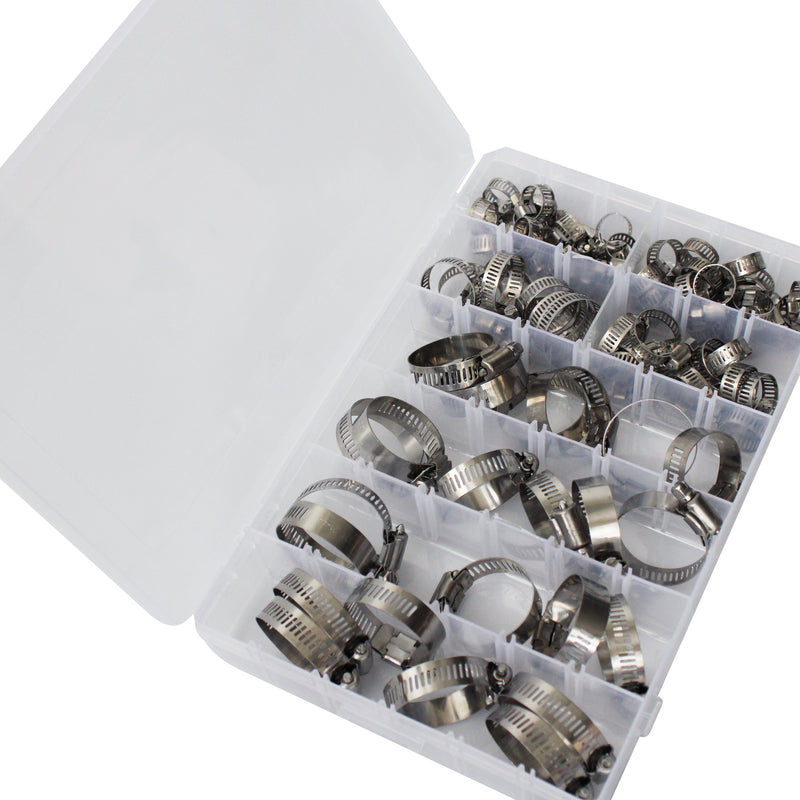 80PC Hose Clamps Assortment SS304 Fuel Line Plumbing Auto Mechanical 8-44mm