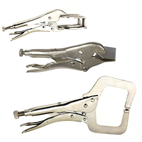 3pc Locking Grip Welding Clamp Vise C-Clamp Sheet Metal Clamp Plier Tool Set