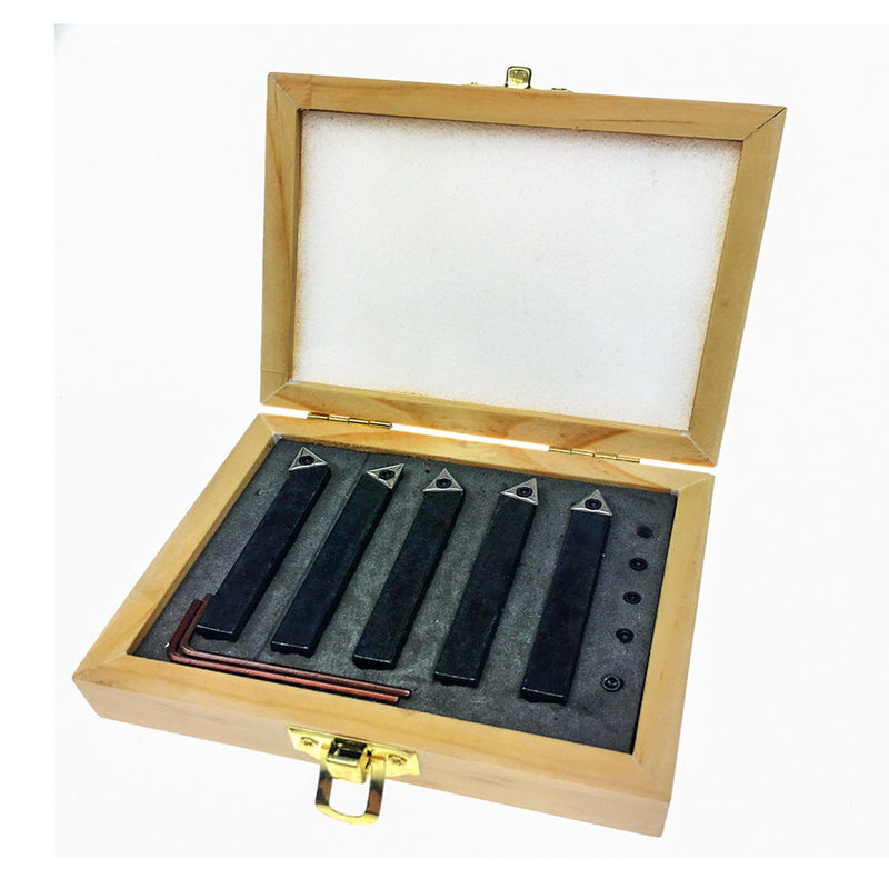5 Piece 1/4" Mini Lathe Indexable Carbide Inset Tool Bit Set