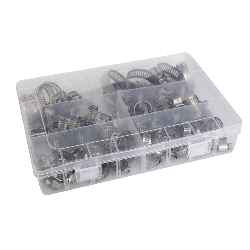 75PC Hose Clamps Assortment SS304 Fuel Line Plumbing Auto Mechanical 8-38mm