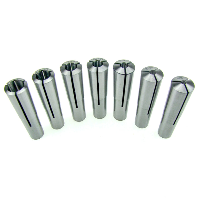 Collet Set, 2Mt, 7 Set of 7 1/8", 3/16", 1/4", 5/16", 3/8", 7/16", 1/2"