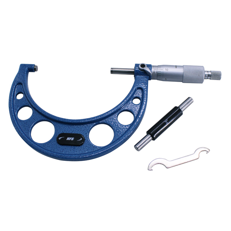 3-4" x 0.0001" Solid Metal Frame Outside Micrometer with Plastic Case
