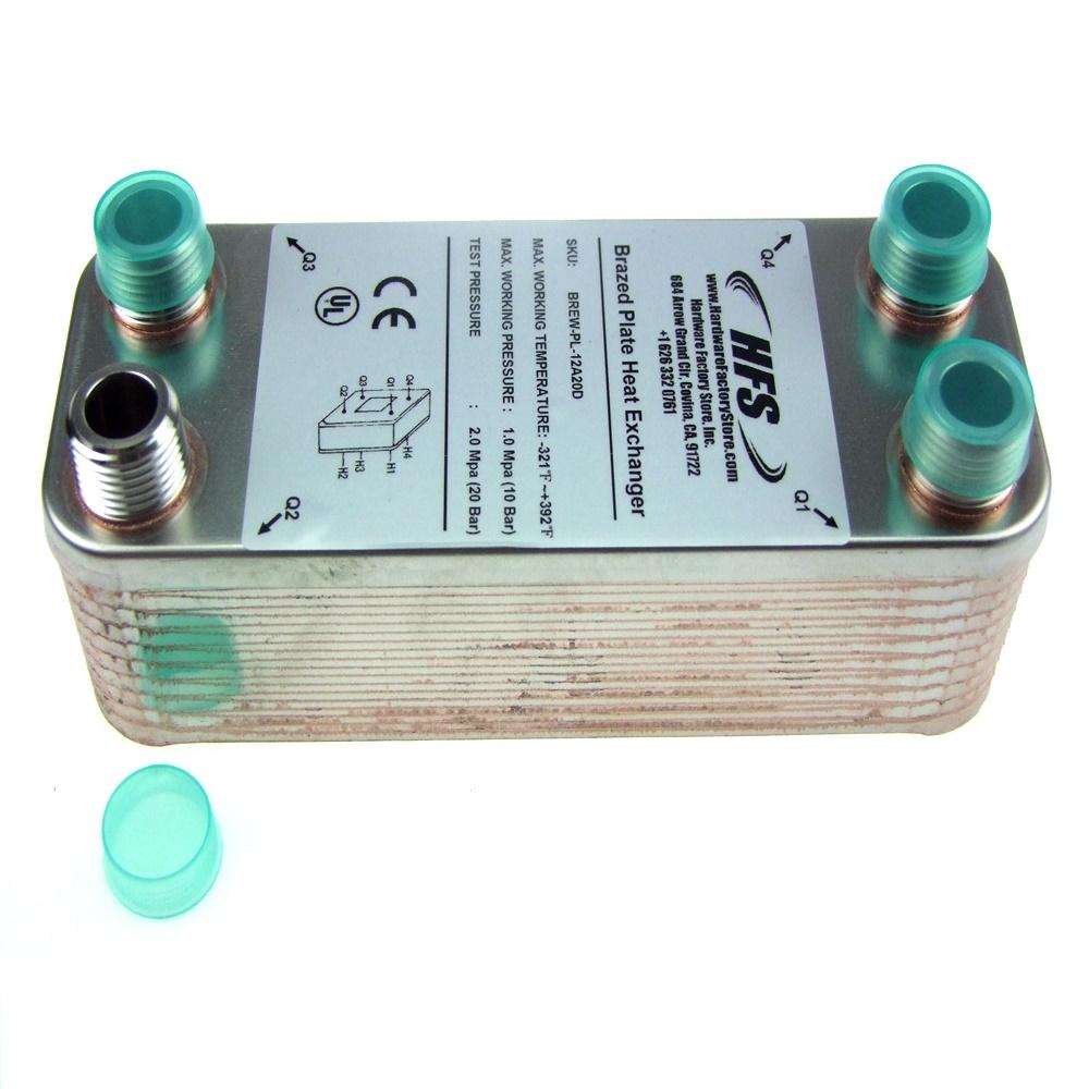 HFS 40-Plate Beer Wort Chiller (7.5" X 2.9") With 1/2" NPT Fittings For Homebrewing