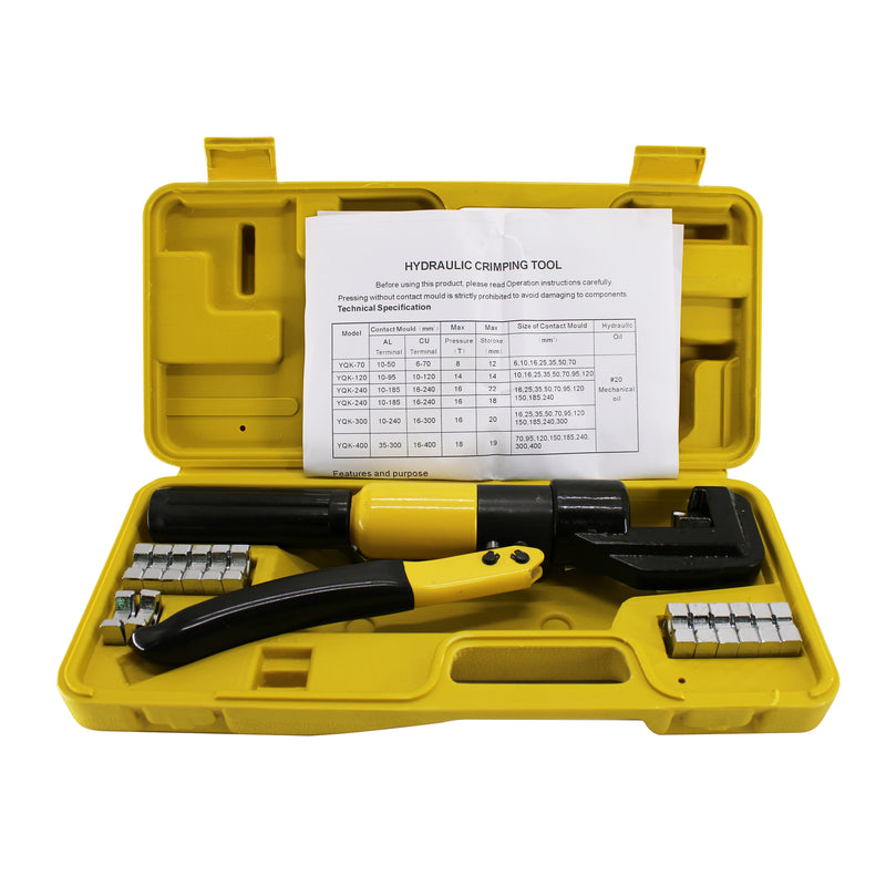 10T Hydraulic Wire Terminal Crimper Battery Cable Lug Crimping Tool 9dies