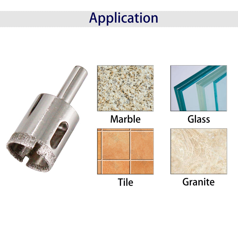 Diamond Drill Bit Set Hole, 15PCS Hole Saw Set for Glass, Marble, Granite Stone 6-50MM