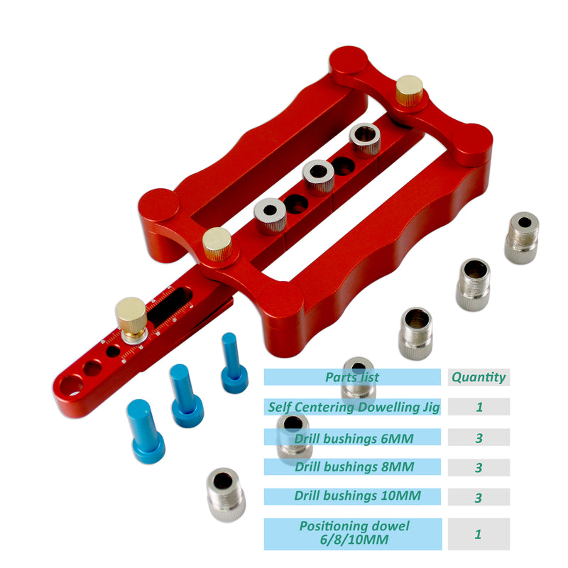 Self Centering Dowelling Jig Wood Dowel Hole Drilling Guide Woodworking Positioner Locator Update Wavy