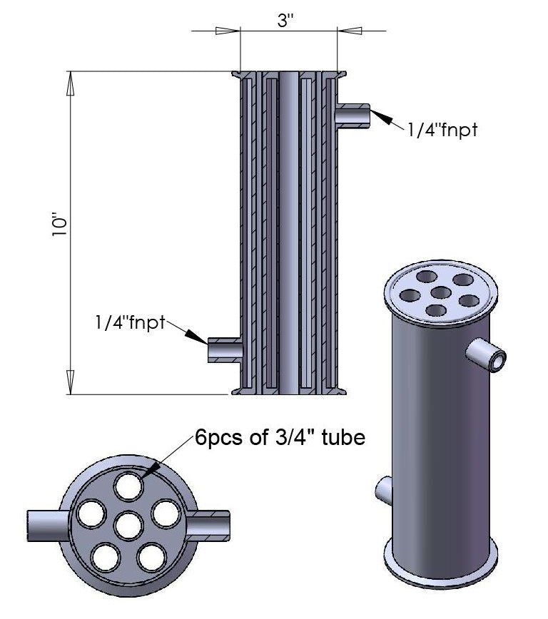 Tri-Clamp Tube In Shell Heat Exchanger Condenser Dephlegmator Reflux