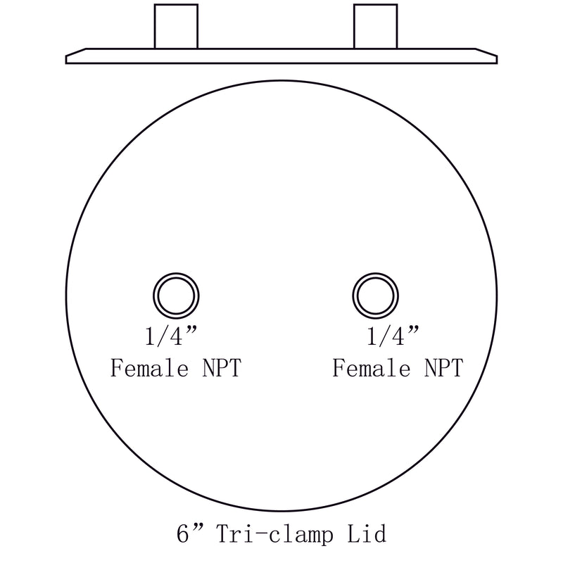 Lid Tri Clamp 6" w/ (2) 1/4" FNPT