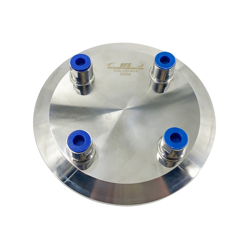 Lid Tri Clamp 6" w/ (4) 1/4" FNPT