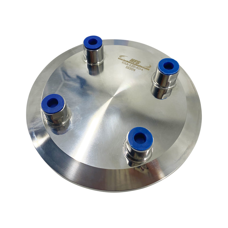 Lid Tri Clamp 6" w/ (4) 1/4" FNPT