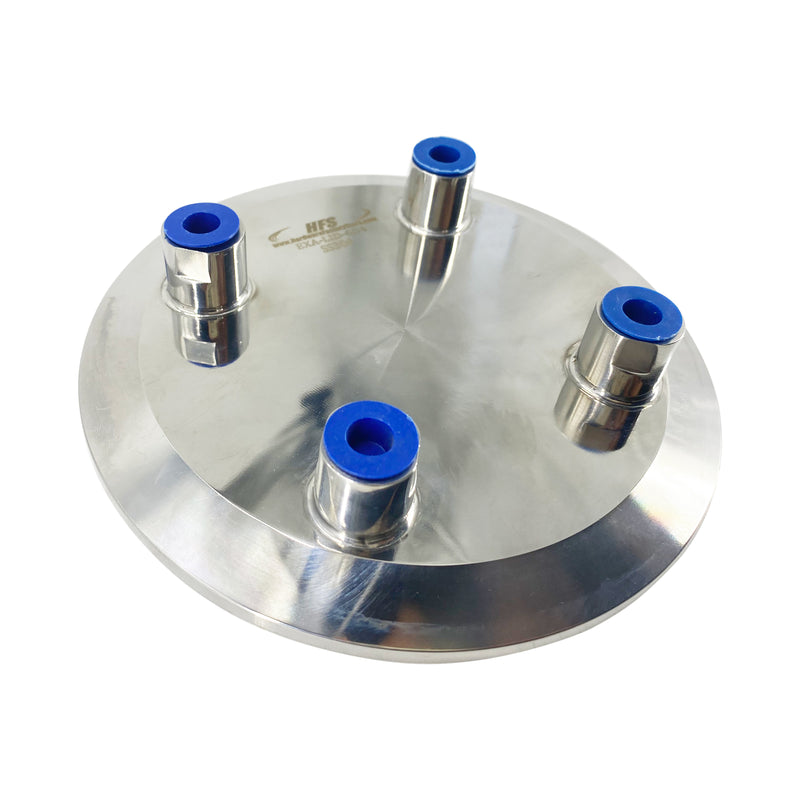 Lid Tri Clamp 6" w/ (4) 1/4" FNPT