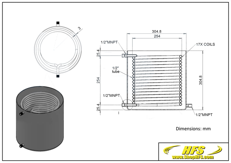 All-In-One Bucket Condensing Coil 1/2" Male NPT
